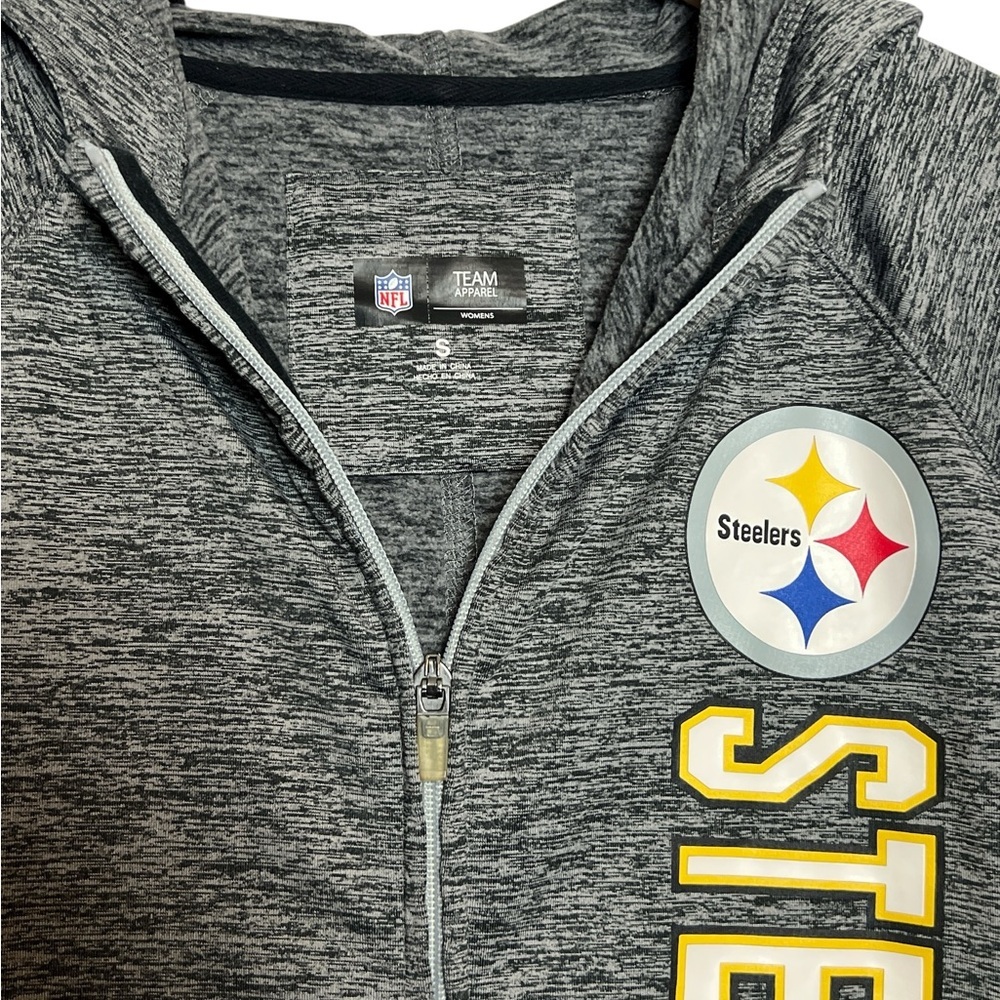 Pittsburgh Steelers Women's Full Zip Gray Hoodie Small - Picture 3 of 7